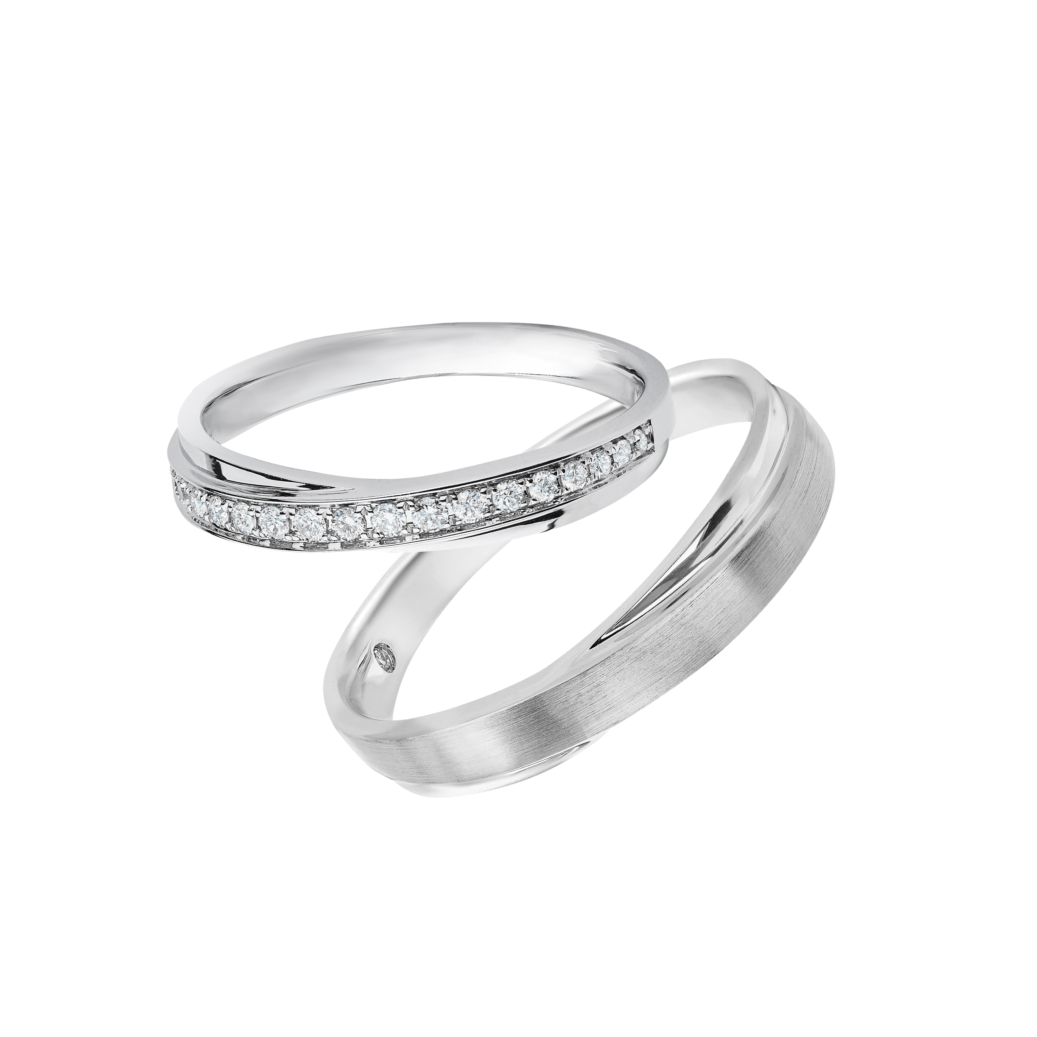 我们俩结婚对戒系列 18K白色黄金钻石对装戒指