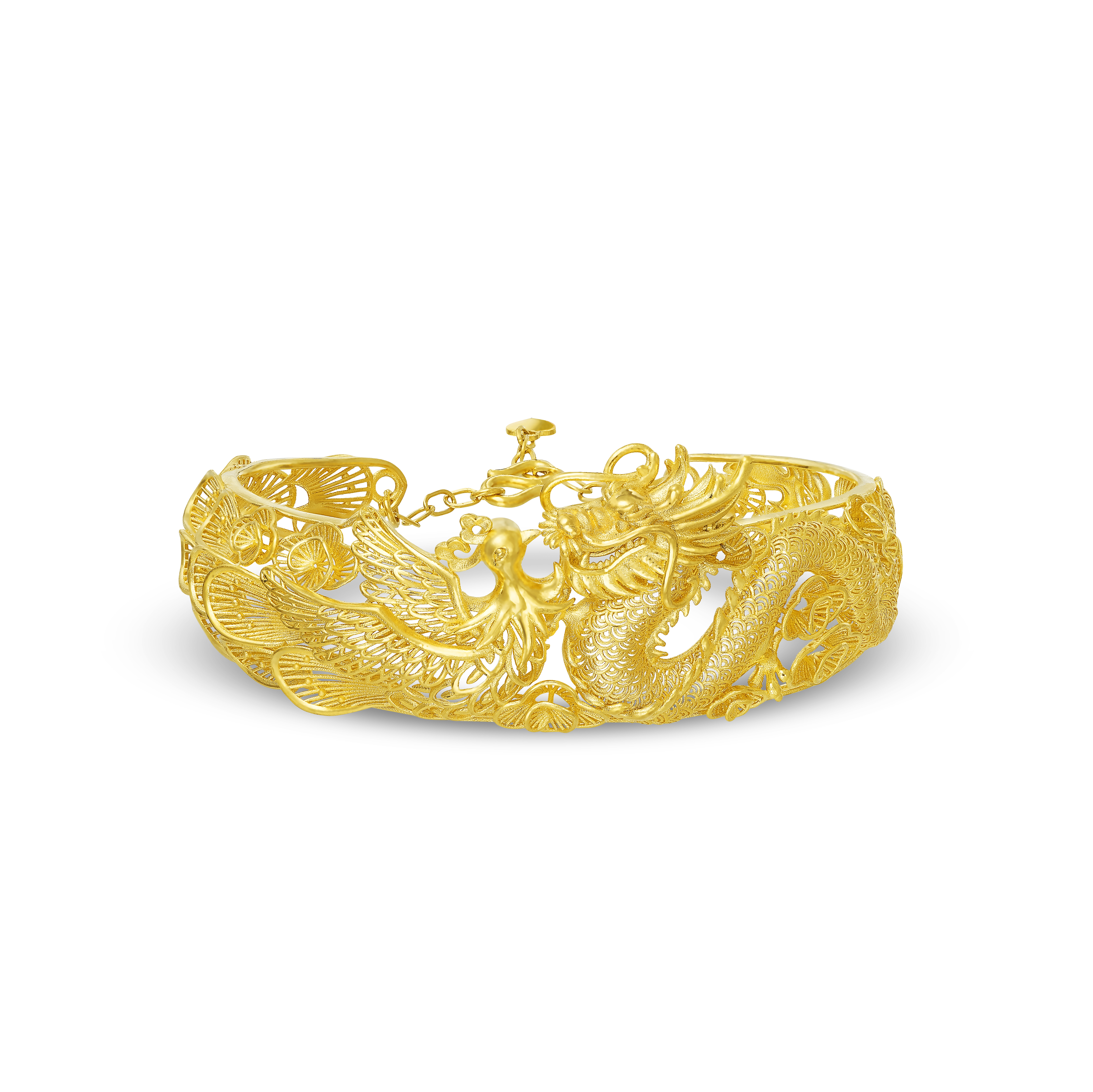 Electroform Fine Gold Dragon and Phoenix Bangle