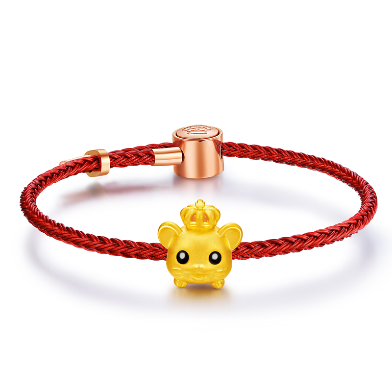 Chinese Zodiac 2021- Rat - Fine Gold Pendant (With Red Bracelet)