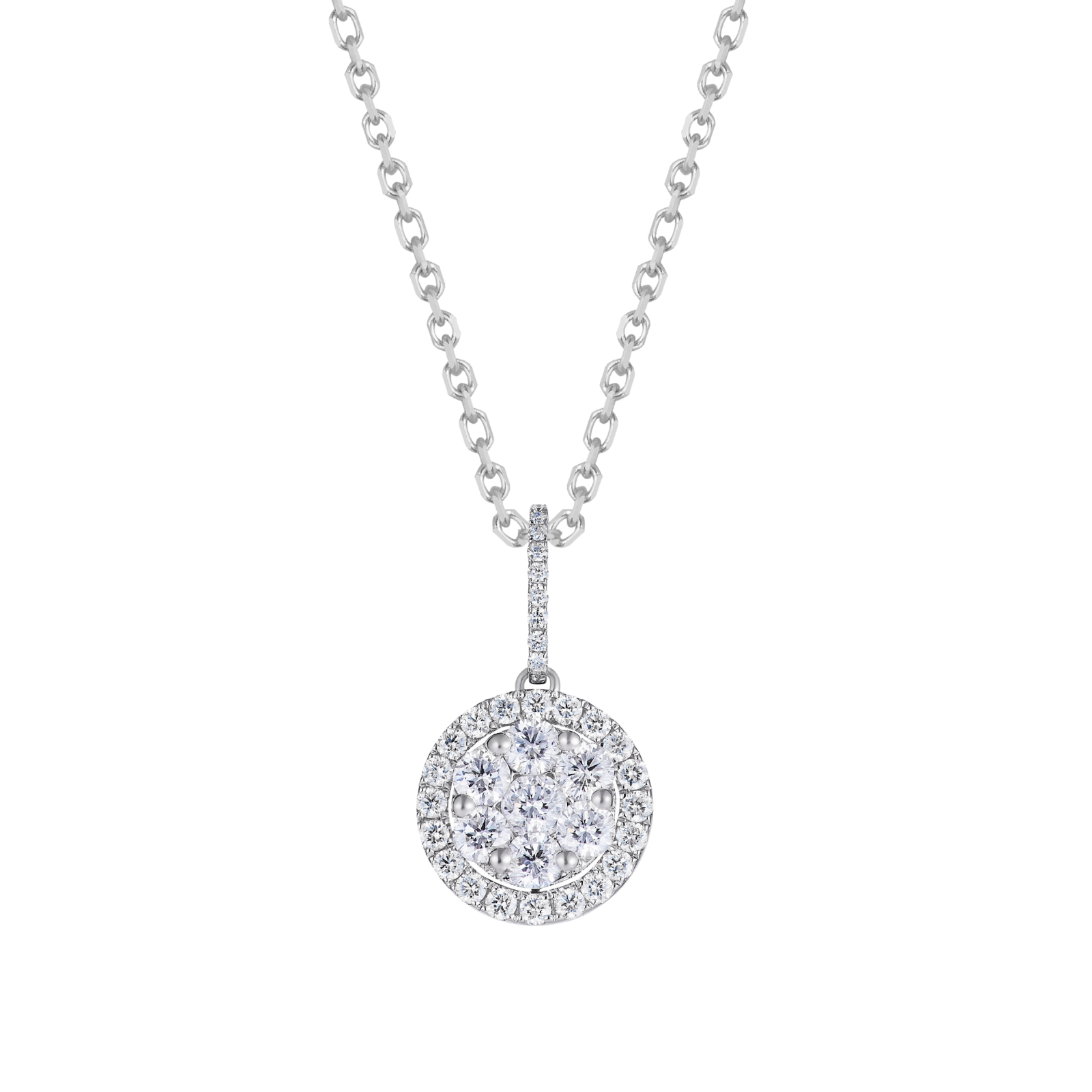 Dazzling Mosaic Collection 18K White Gold Diamond Pendant