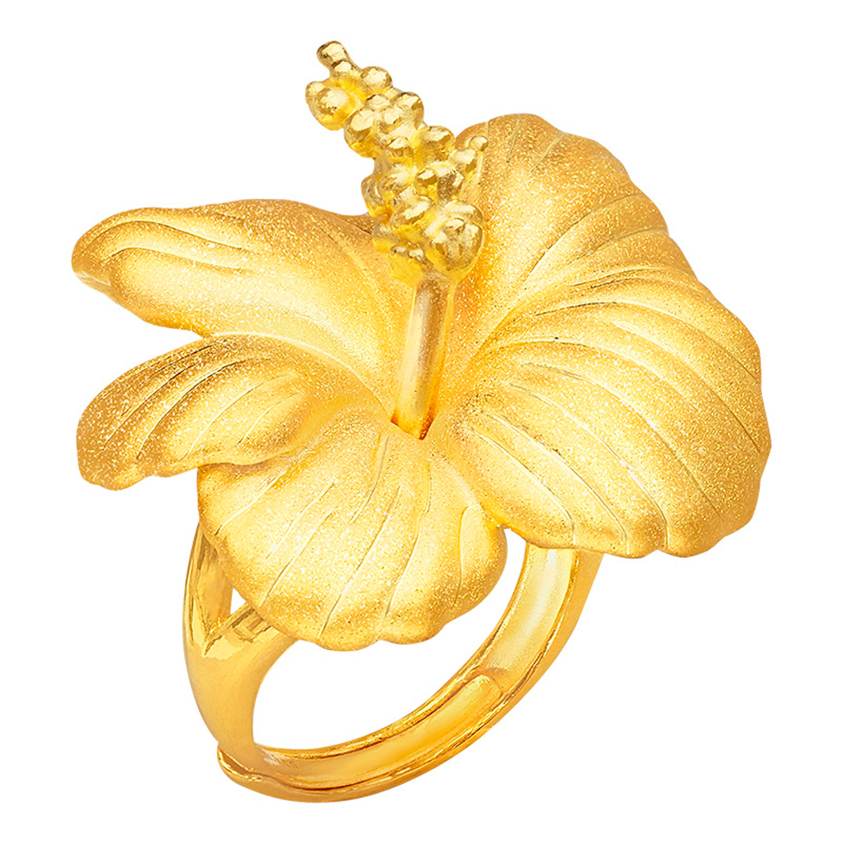 Fine Gold Ring with Rosa-sinensis