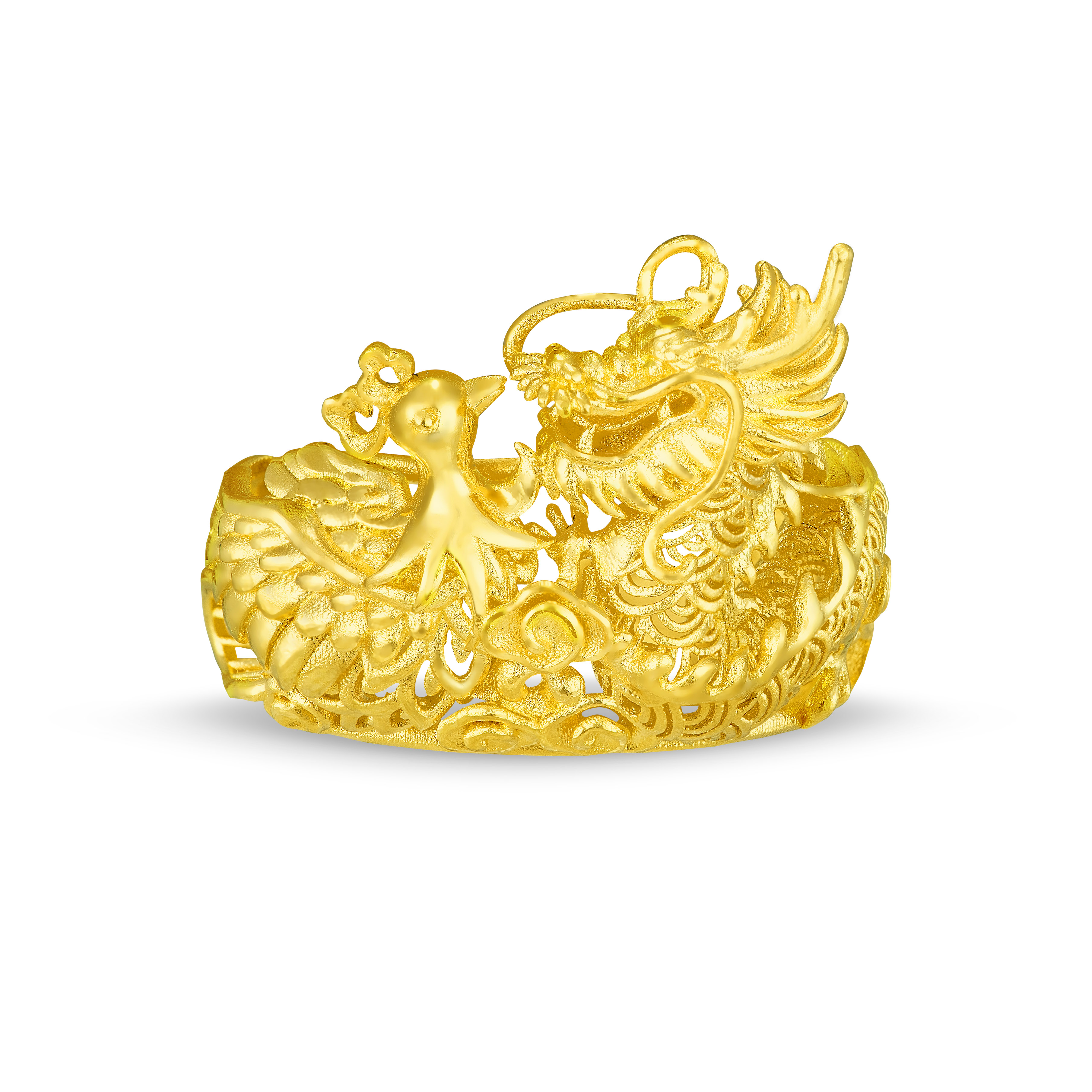 Fine Gold Dragon and Phoenix Wedding Ring