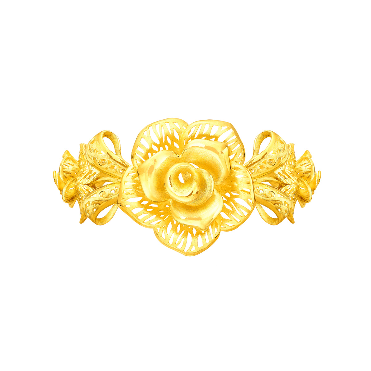 Fine Gold Bangle with Rose