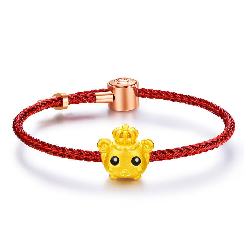 Chinese Zodiac 2021: Goat - Fine Gold Pendant (With Red Bracelet)