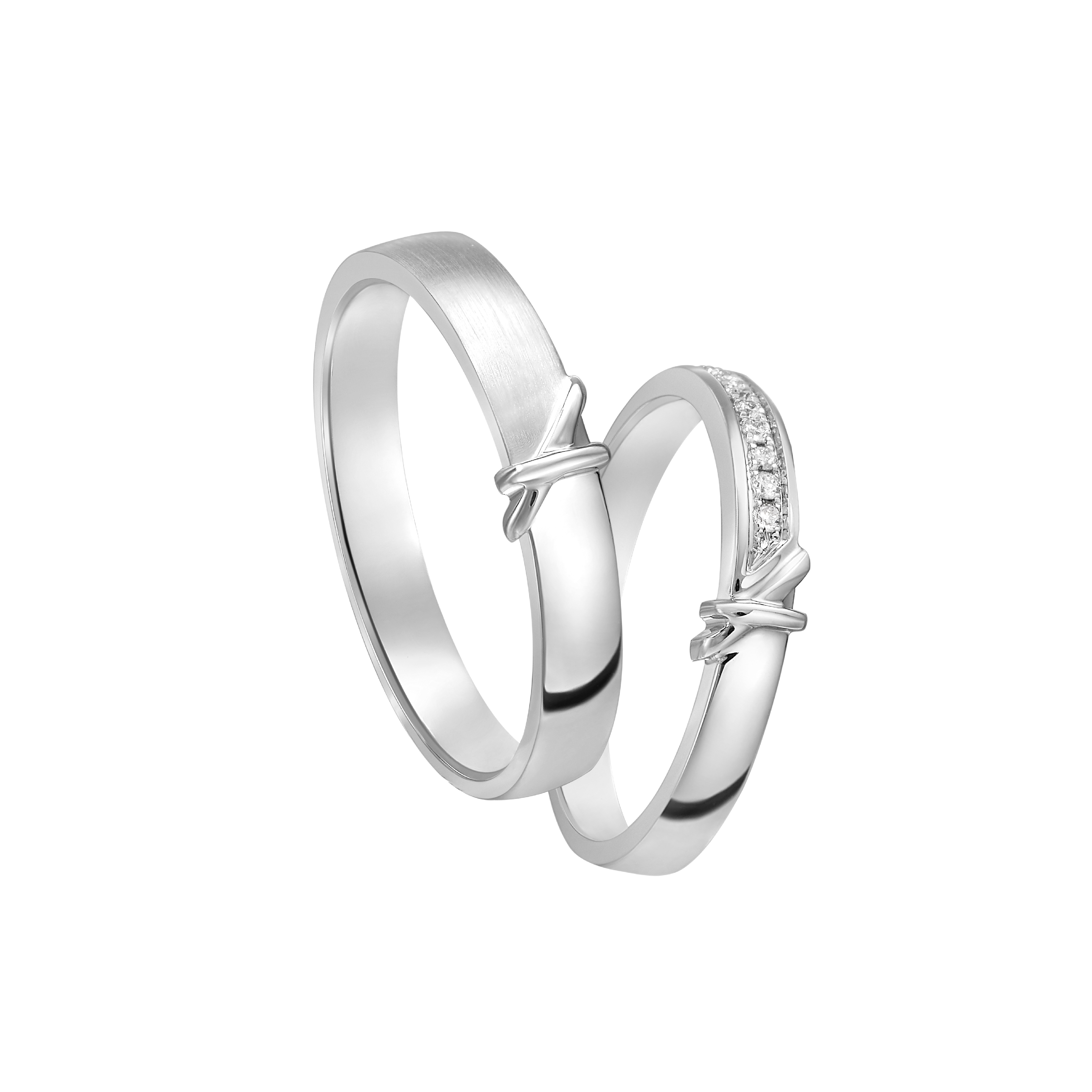 我们俩结婚对戒系列 18K白色黄金钻石对装戒指